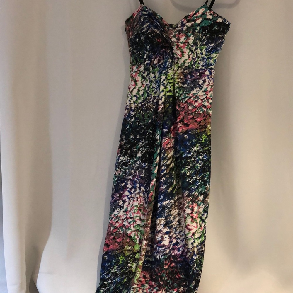 Colourful strapless dress